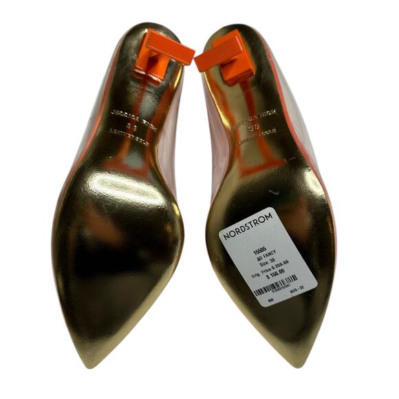 JESSICA RICH Transparent So Fancy Sandal Orange Clean Pointed Heel Women's 38 8 - Picture 11 of 15